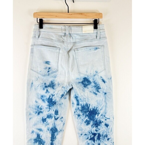 Paige Womens Jeans Blue Indigo Tie Dye Hoxton Slim Crop Straight Raw Hem Size 29 - Picture 8 of 10